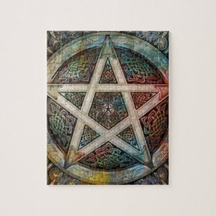 Beautiful And Colourful Pagan Pentacle Jigsaw Puzzle