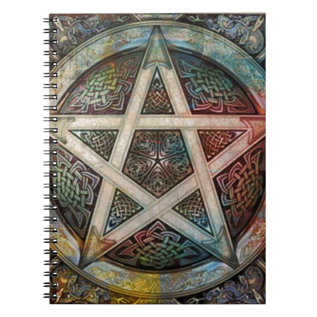 Beautiful And Colourful Pagan Pentacle Notebook (Front)