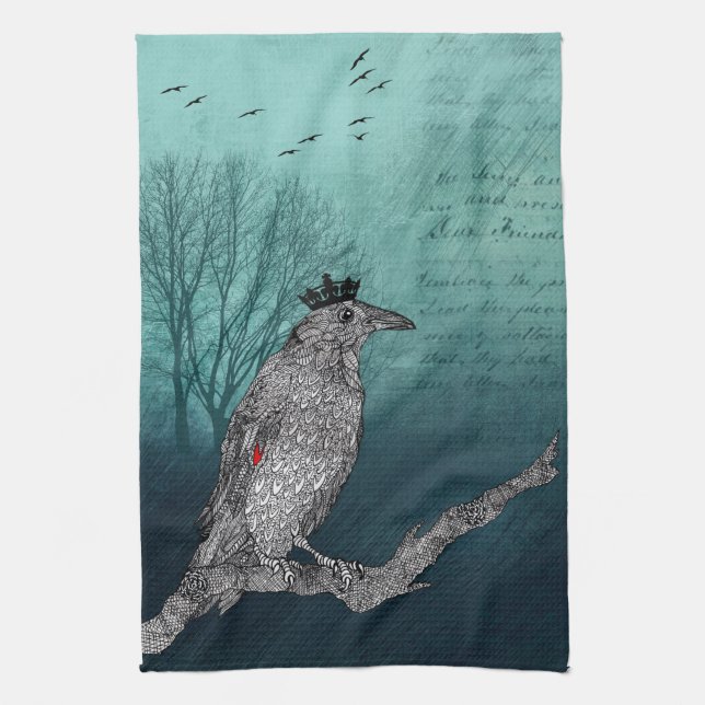 Beautiful and Colourful Raven Crow Kitchen Towel (Vertical)