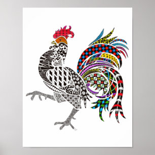 Beautiful and Colourful Rooster Poster 11"x14"