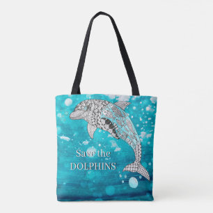 Beautiful and Colourful Save the Dolphin Tote Bag