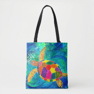 Beautiful and Colourful Sea Turtle Tote Bag