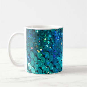 Beautiful and colourful sequins sparkling under th coffee mug