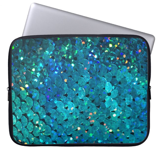 Beautiful and colourful sequins sparkling under th laptop sleeve (Front)