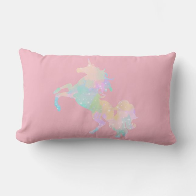 Beautiful and colourful unicorn lumbar cushion (Front)
