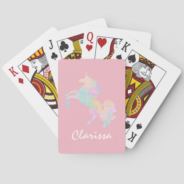 Beautiful and colourful unicorn playing cards (Back)