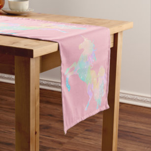 Beautiful and colourful unicorn short table runner