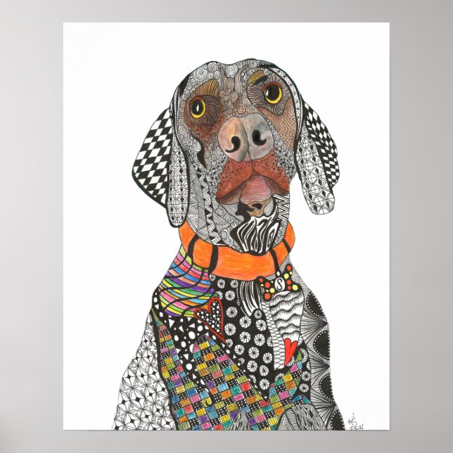 Beautiful and Colourful Weimaraner Poster - 16"x20 (Front)
