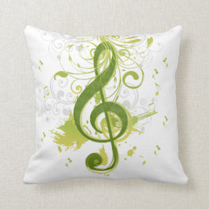Beautiful and cool music notes with splatter cushion