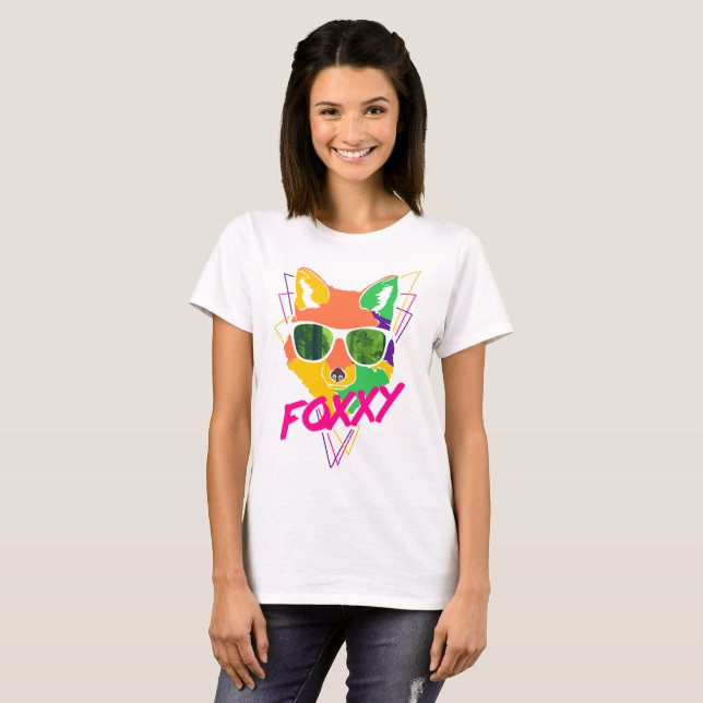 Beautiful and Cute Foxxy Fox with Glasses T-Shirt (Front Full)