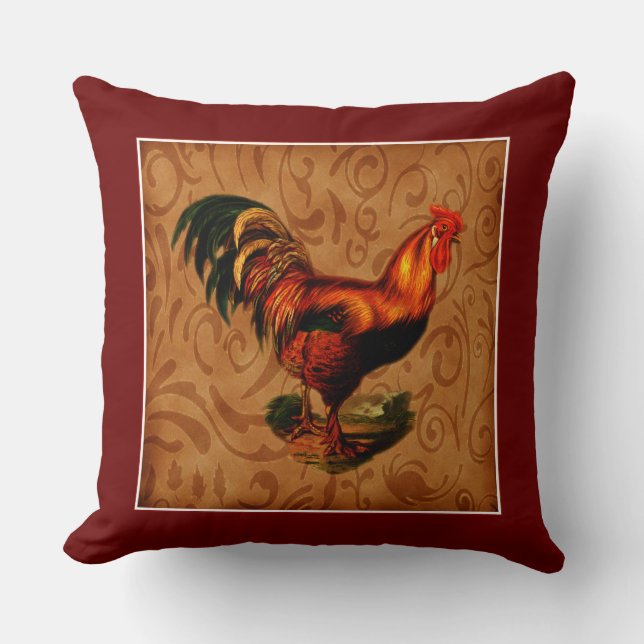 Beautiful and Elegant Country Rooster Cushion (Front)