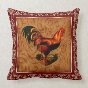 Beautiful and Elegant Rustic Country Rooster Cushion