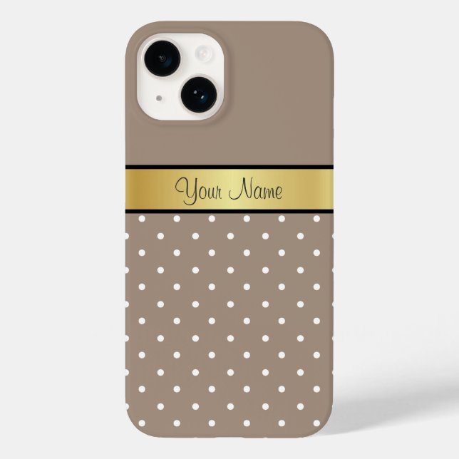 Beautiful and Elegant Straw Brown White Polka Dots Case-Mate iPhone Case (Back)