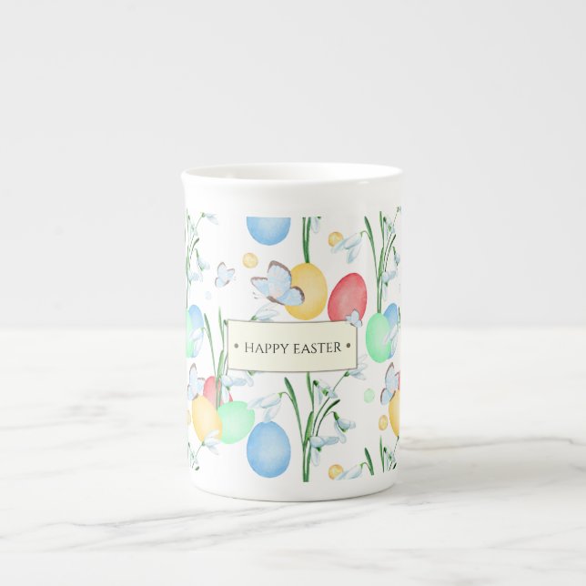 Beautiful and Elegant Watercolor Easter Pattern Bone China Mug (Front)