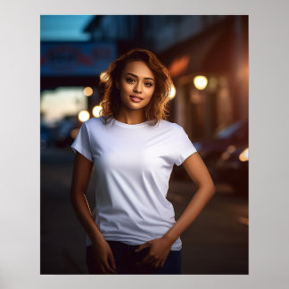 Beautiful and lovely curly-haired woman model poster