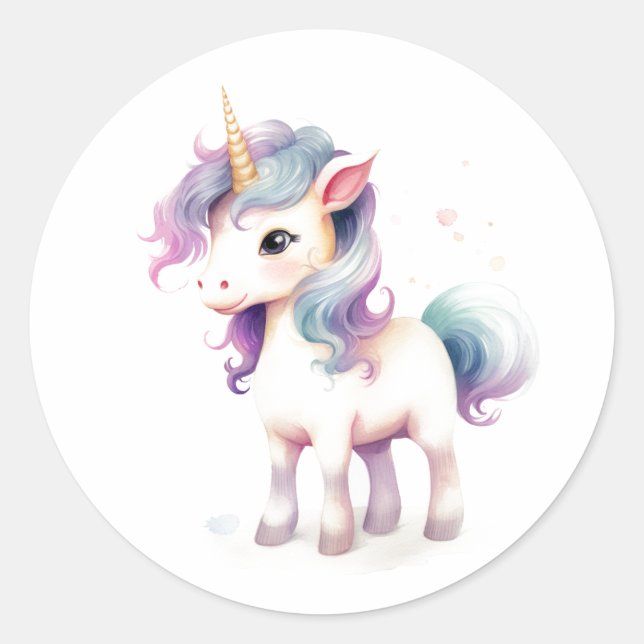 Beautiful and Majestic Unicorn  Classic Round Sticker (Front)