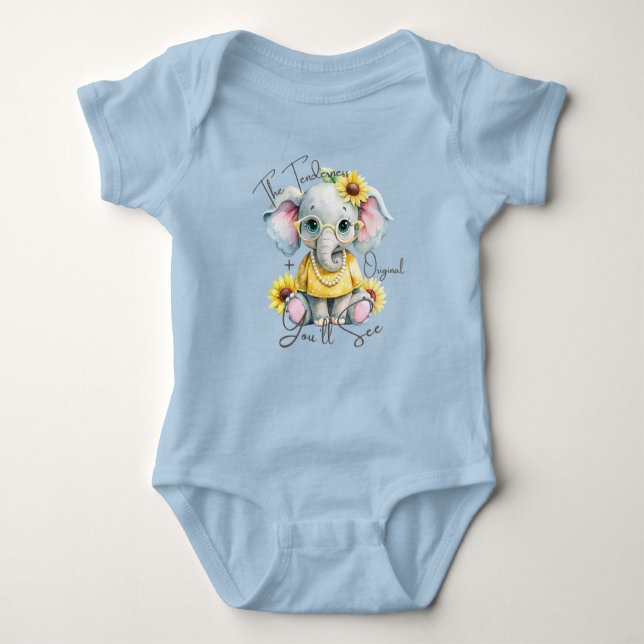 Beautiful and Tender Elephant Original Baby Bodysuit (Front)