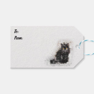 Beautiful and Trendy Black Cat Distressed Photo Gift Tags