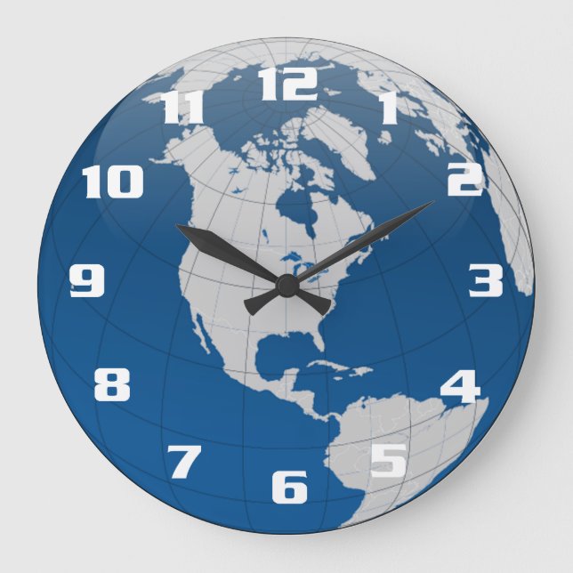 Beautiful and unique Earth and the globe Large Clock (Front)
