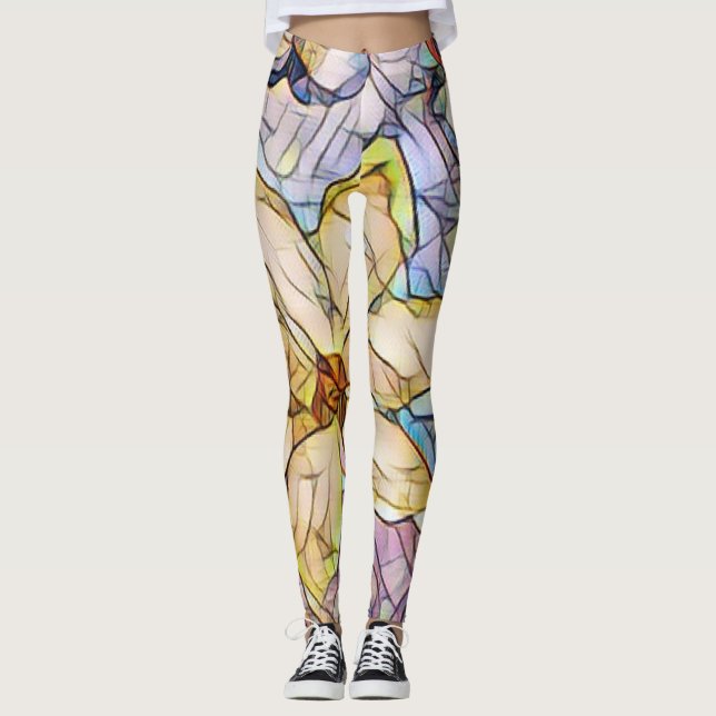 Beautiful and Unique Pastel Mosaic  Leggings (Front)
