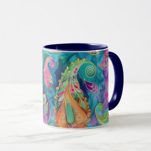 Beautiful and Vibrant Whimsical Paisley  Mug