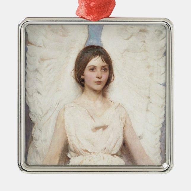 Beautiful Angel (by Abbott Handerson Thayer) Metal Ornament (Front)