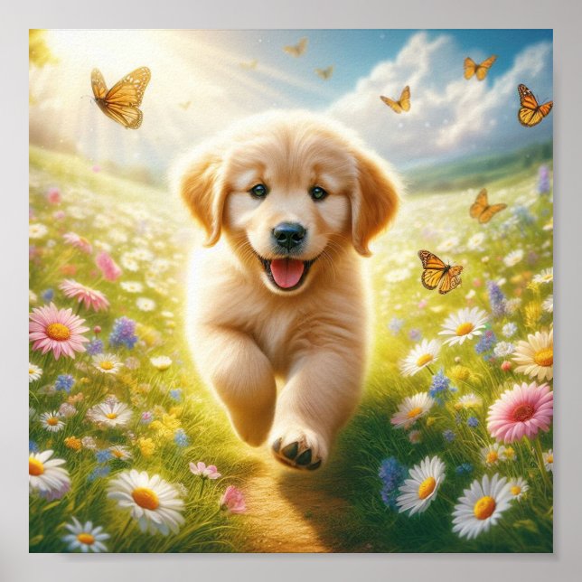 Beautiful Angel Golden Retriever puppy Poster (Front)