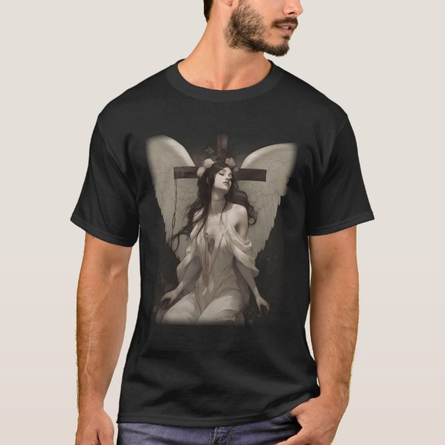Beautiful Angel Goth Aesthetic Heavenly Angelic T-Shirt (Front)
