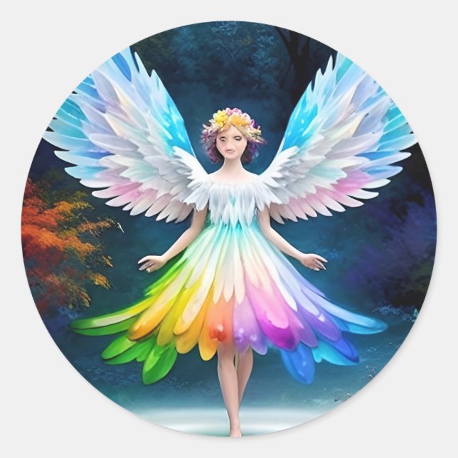 Beautiful Angel Wings Art-35444 Classic Round Sticker (Front)