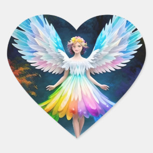 Beautiful Angel Wings Art-35444 Heart Sticker