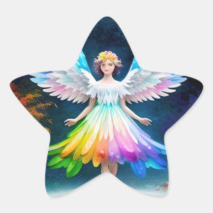Beautiful Angel Wings Art-35444 Star Sticker