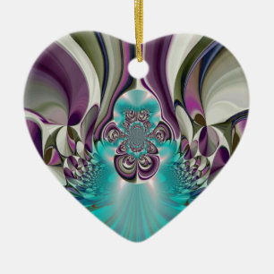 Beautiful Angelic Purple and Cyan Abstract Print Ceramic Ornament