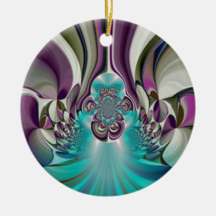 Beautiful Angelic Purple and Cyan Abstract Print Ceramic Tree Decoration