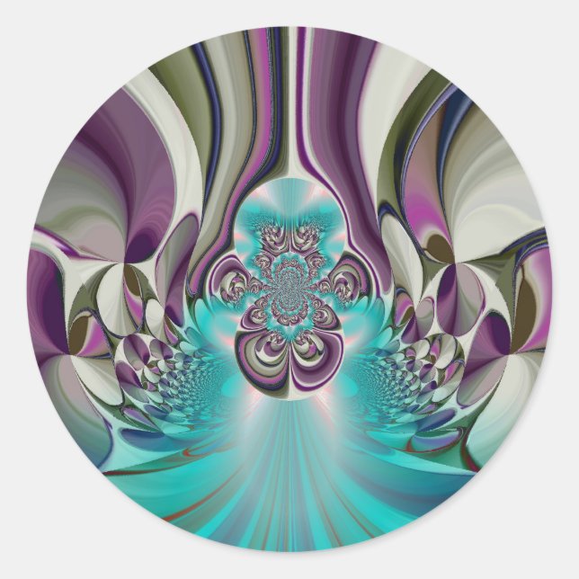 Beautiful Angelic Purple and Cyan Abstract Print Classic Round Sticker (Front)