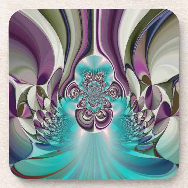 Beautiful Angelic Purple and Cyan Abstract Print Coaster (Front)