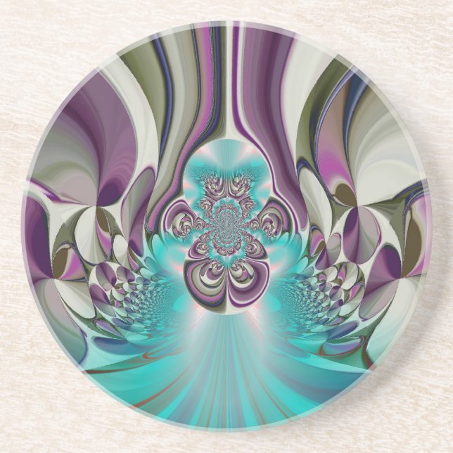 Beautiful Angelic Purple and Cyan Abstract Print Coaster (Front)