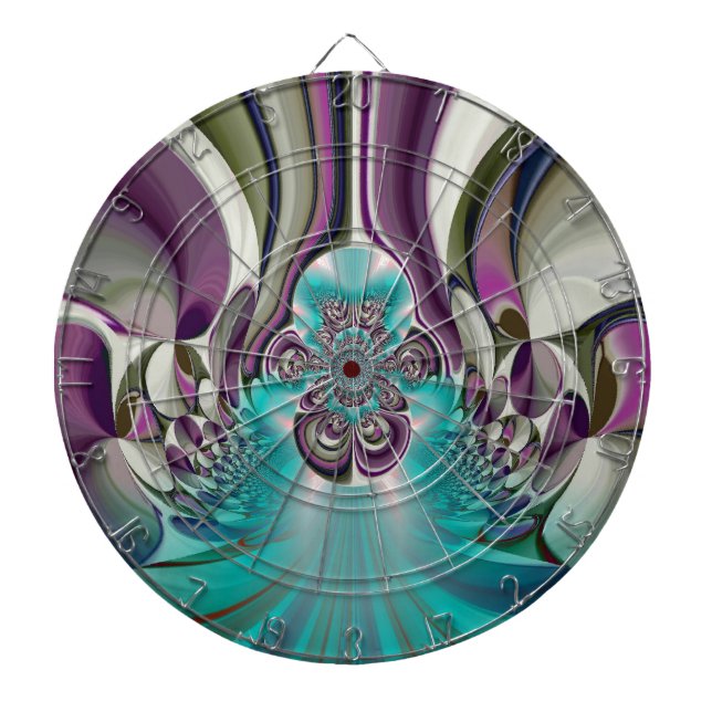 Beautiful Angelic Purple and Cyan Abstract Print Dartboard (Front)