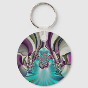 Beautiful Angelic Purple and Cyan Abstract Print Key Ring
