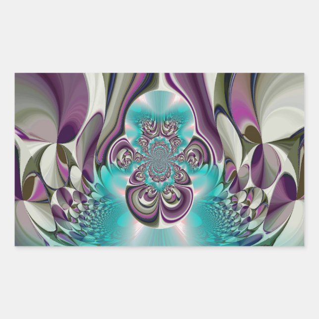 Beautiful Angelic Purple and Cyan Abstract Print Rectangular Sticker (Front)
