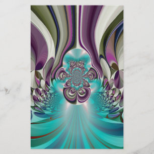 Beautiful Angelic Purple and Cyan Abstract Print Stationery