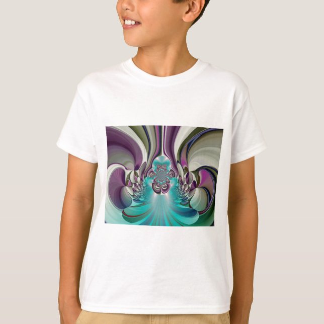 Beautiful Angelic Purple and Cyan Abstract Print T-Shirt (Front)