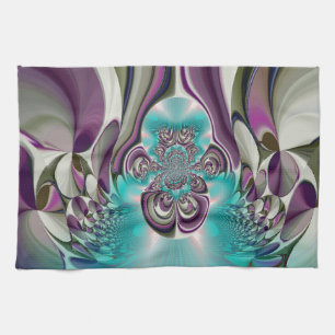Beautiful Angelic Purple and Cyan Abstract Print Tea Towel