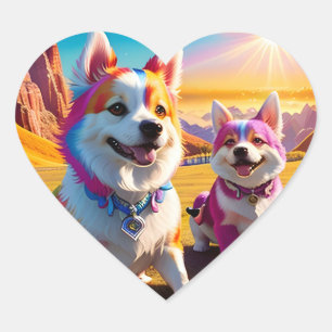 Beautiful Animal Four Heart Sticker