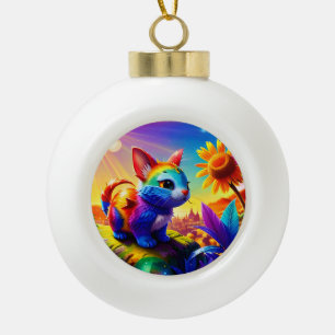 Beautiful Animal Three Ceramic Ball Christmas Ornament