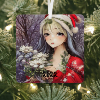 Beautiful Anime Christmas Girl Metal Tree Decoration
