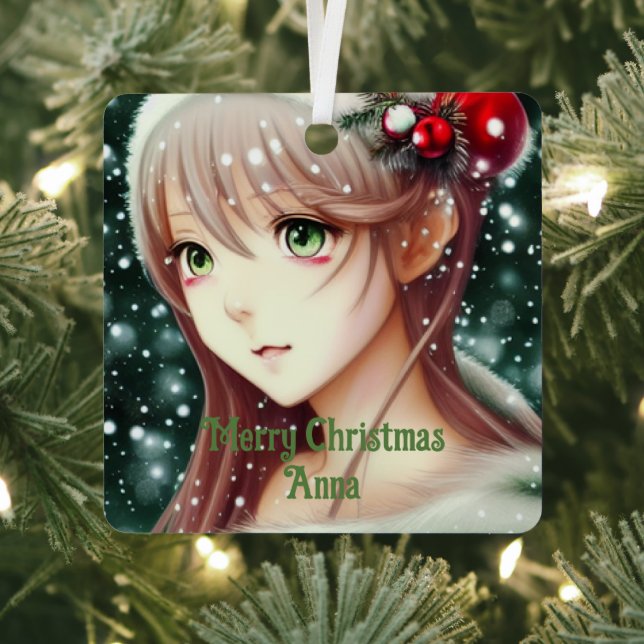 Beautiful Anime Christmas Girl Metal Tree Decoration (Insitu)