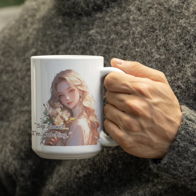 Beautiful Anime Flower Girl Coffee Mug (Creator Uploaded)