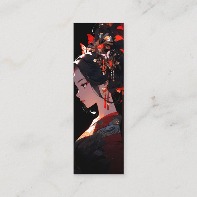 Beautiful Anime Geisha Mini Business Card (Front)