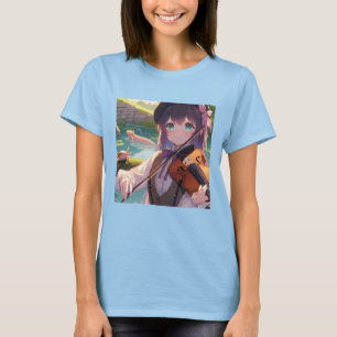 Beautiful Anime Girl Playing the Violin  T-Shirt