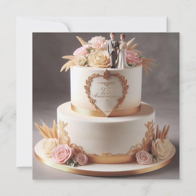 BEAUTIFUL ANNIVERSARY CAKE WITH BRIDE AND GROOM (Front)